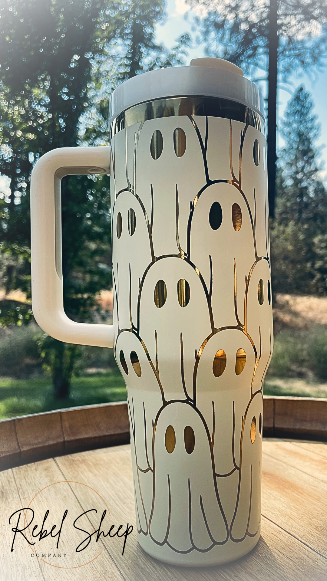 40 oz Glow-in-the-Dark Ghost Stanley Style Tumbler
