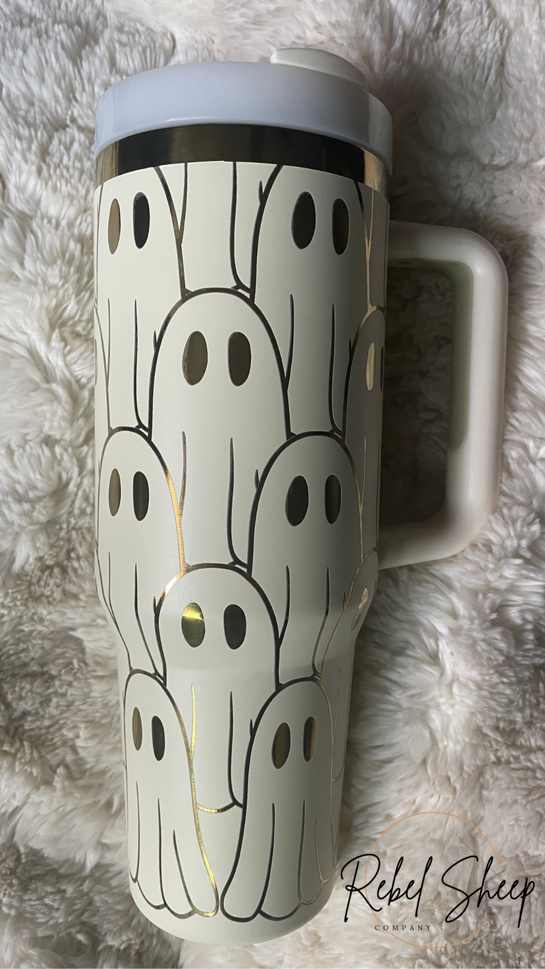 40 oz Glow-in-the-Dark Ghost Stanley Style Tumbler