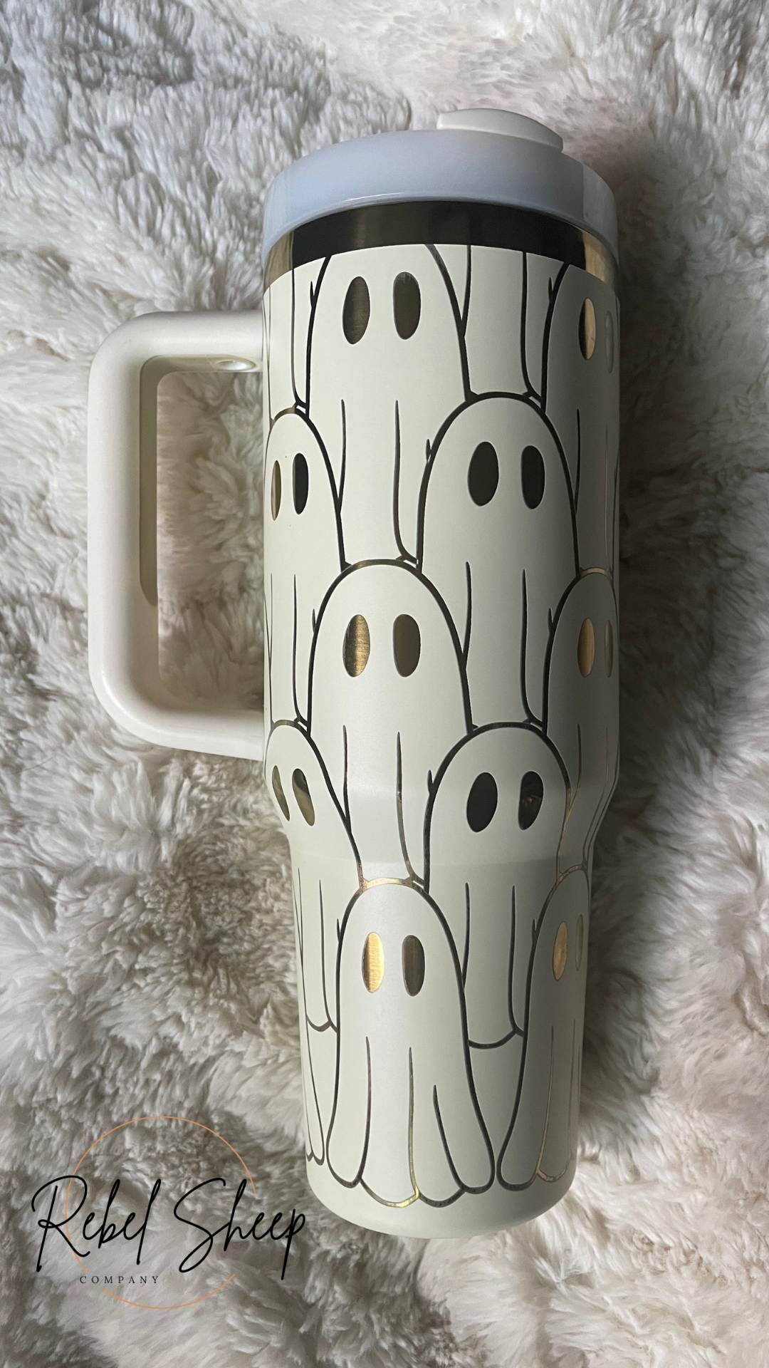40 oz Glow-in-the-Dark Ghost Stanley Style Tumbler