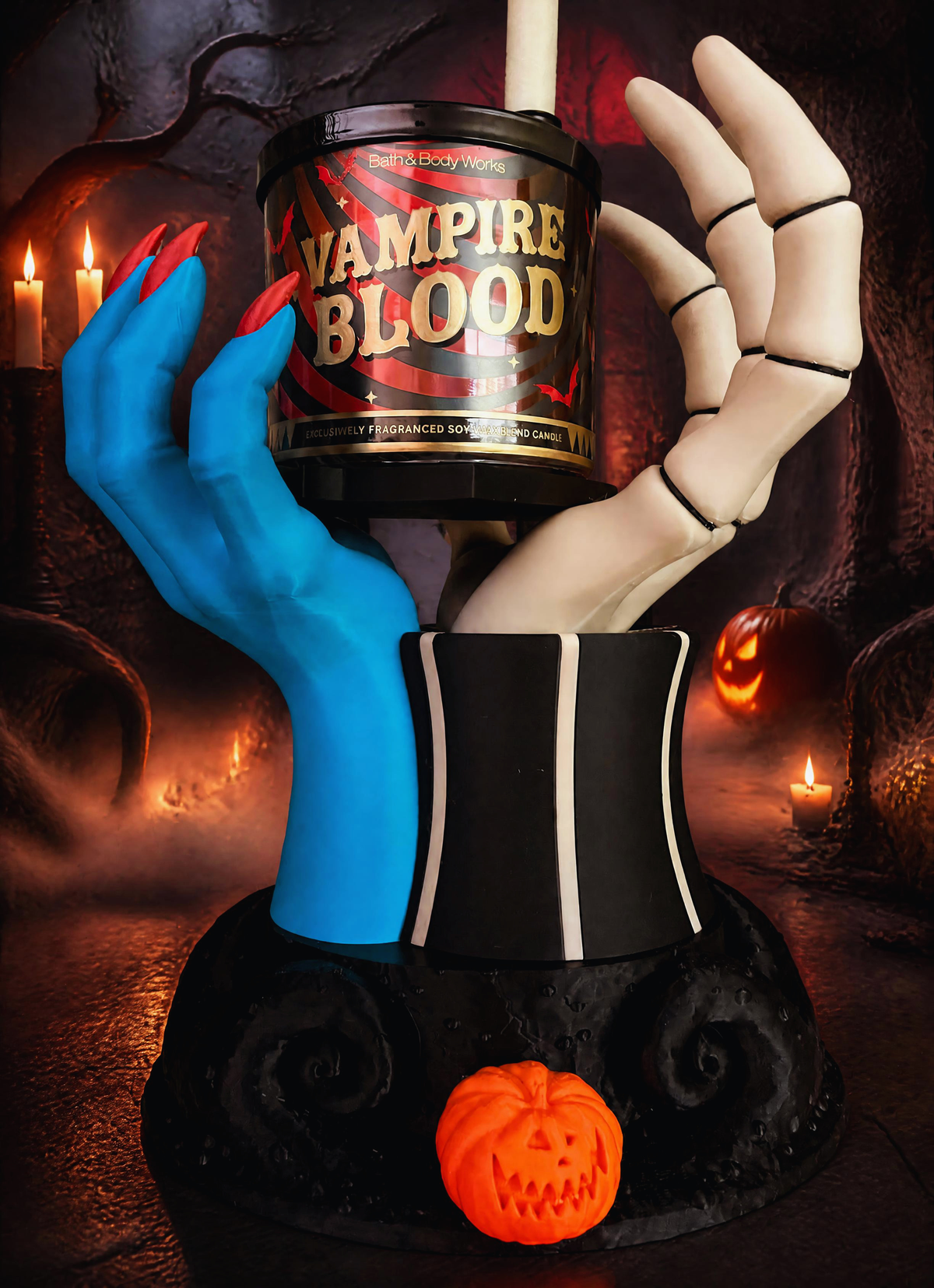 Jack & Sally Inspired 3-Wick Candle Holder