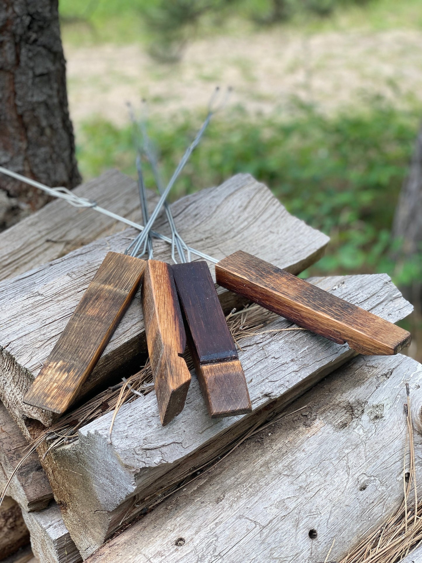 Handcrafted Wine Barrel Stave Roasting Sticks Rustic Campfire Skewers