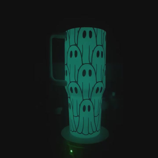 40 oz Glow-in-the-Dark Ghost Stanley Style Tumbler