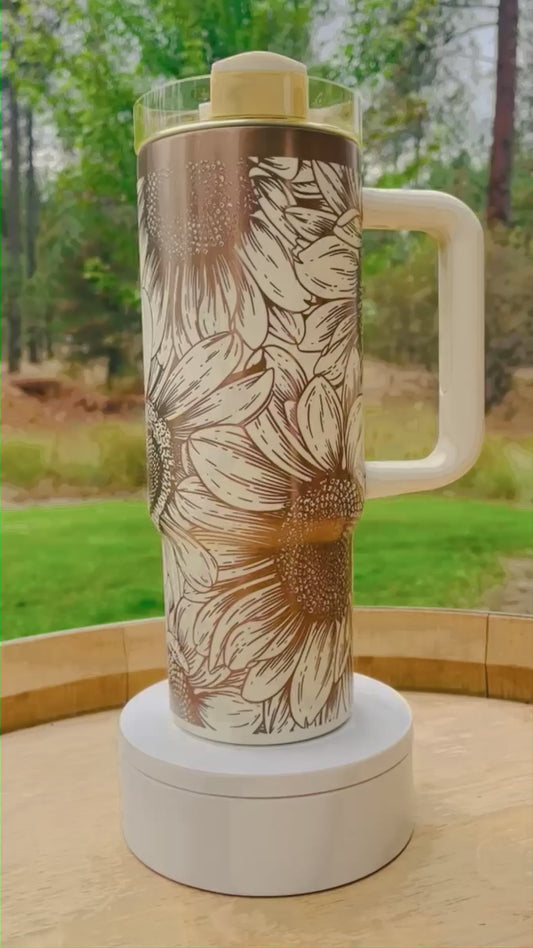 30 oz Sunflower Laser Engraved Tumber